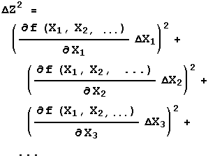 General equation for error in f